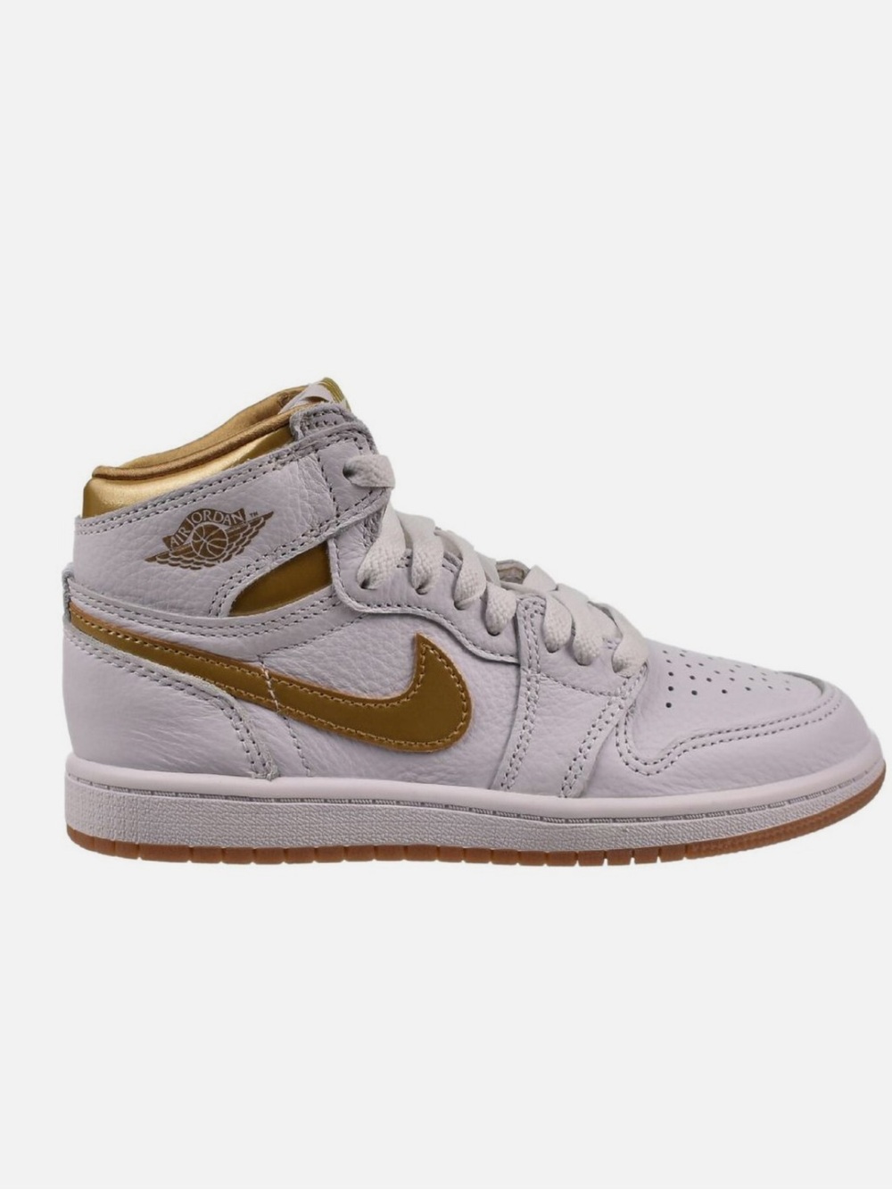 Jordan 1 Retro High OG Nike Little Kids' Shoes White-Metallic Gold Size 2.5